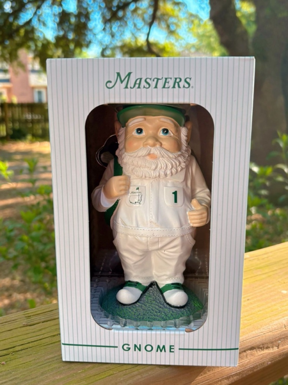 Masters White and Green Golf Gnome Figurine